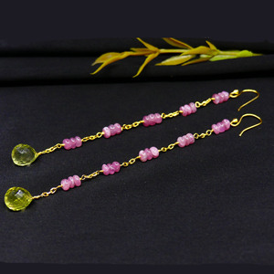 Boucles d'oreilles plaquées or avec perles d'améthyste et cristal en forme de goutte d'eau pour femmes, bijoux de fête de style bohème - Product Image 5