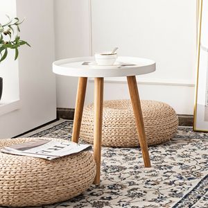 1PC Round Side Sofa Coffee <b>Table</b> with Wooden <b>Tray</b> End <b>Tables</b> - Product Image 2