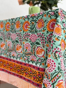 Mantel de Algodón 100% Estampado a Mano, Cubierta para Mesa de Comedor Hecha a Mano, Decoración para Mesa de Boda, Recepción, Fiesta, Hogar, Todos los Tamaños Personalizados - Product Image 3