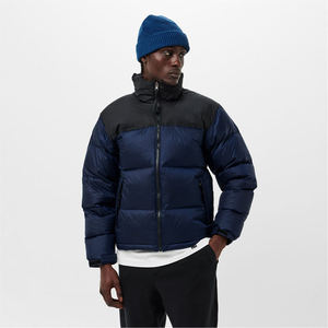Chaqueta Acolchada Azul Marino para Hombre, Cuello Alto, Cierre de Cremallera, Resistente al Viento, Relleno Grueso de Poliéster, Ropa Casual de Invierno - Product Image 5