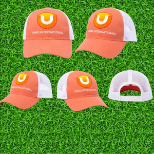 Gorra de Camionero UMIQ INTERNATIONAL, Naranja y Blanca, Malla Ajustable, 6 Paneles, Casual, Transpirable, Poliéster y Algodón, Primavera/Verano - Product Image 1