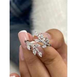 Pear & Round Cut Diamond Nature Inspired Branch Ring Solid Gold Open <b>Wrap</b> Ring Floral Leaf Engagement Ring Luxury <b>Bridal</b> Jewelry - Product Image 1