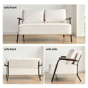 Sofá Cama Futón Moderno Pequeño de 44 W, Sofá de Dos Plazas de Piel Sintética con Mayor Profundidad en el Asiento, Sofá Cama de Dos Plazas - Product Image 4