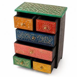 Handcrafted Wooden <b>Drawer</b> Cabinet Mini <b>Storage</b> Organizer Decorative Wooden Almari Jewelry <b>Storage</b> <b>Box</b> Wholesale - Product Image 4
