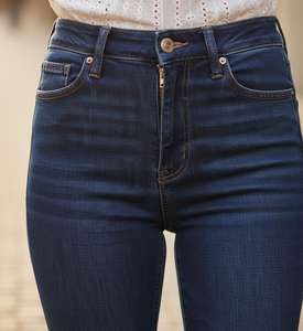 Jeans de mezclilla elástica para mujer, de cintura alta, transpirables, ecológicos, para uso exterior, hechos a medida, talla OEM, corte de bota, estilo urbano. - Product Image 3
