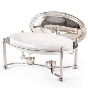Luxury Stainless Steel Oval <b>Chafing</b> <b>Dish</b> Roll Top <b>Buffet</b> Food Warmer Catering Chafer <b>Set</b> with Fuel Holders - Product Image 2