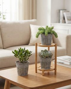 Rustic Galvanized Metal Eco-Friendly Lightweight Flower Pots Set 3 Circular Outdoor Indoor Planters Garden Decor Durable Weather - Product Image 4