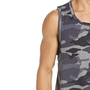 Chaleco de algodón de verano para gimnasio y fitness para hombre, camiseta sin mangas, estilo casual ajustado, diseño de camuflaje, camisetas sin mangas transpirables para hombre - Product Image 3