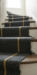 Tapis de couloir Kilim rayé fait main en laine et jute noir anthracite, style moderne, entrée, bohème, ferme - Product Image 6
