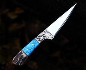 Couteau de chasse artisanal en acier D2 gravé à la main, manche en résine, lame de 6 à 7,9 pouces, haute dureté, couteau extra-affûté - Product Image 5
