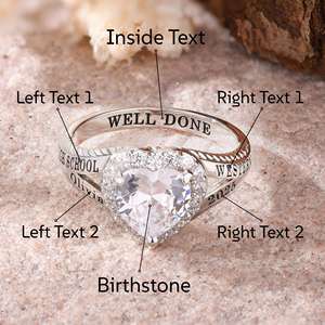 Anillo de Graduación Universitario Personalizado BOJ School Ring 060, Anillo de Colegio Secundario para Ella, con Piedra de Nacimiento, Plata 925, ¡Oferta! - Product Image 4