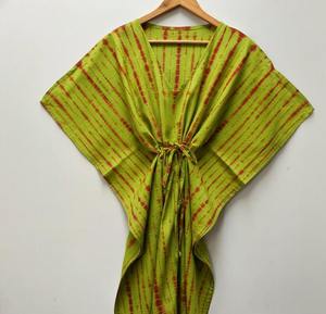 Caftán Tie Dye para Mujer, Largo hasta el Suelo, Ecológico, 100% Algodón, Corte Holgado, Cintura Natural, Estilo Casual de Verano, Boho, para Vacaciones - Product Image 4