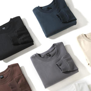 Wholesale Men's Neck <b>Sweatshirts</b> Heavyweight 420 GSM Cotton Drop-Shoulder Oversized Solid Vintage Custom Logo <b>Embroidery</b> - Product Image 3