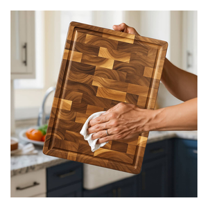 Ensemble de planches à découper rectangulaires en bois d'acacia, double face, non toxiques, durables, anti-corrosion, 2 cm, compatibles lave-vaisselle - Product Image 1