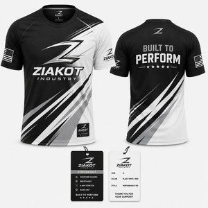 เสื้อยืด ZIAKOT รุ่นใหม่ ดีไซน์พิเศษสำหรับผู้ชาย สีดำ ขาว-เทาเงิน สำหรับออกกำลังกาย - Product Image 1