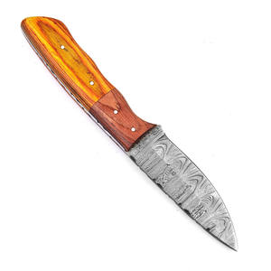 Damascus Steel Drop Point Hunting Knife Fixed Blade Green Handle Outdoor Survival Knives With <b>Leather</b> sheath Knife - Product Image 1