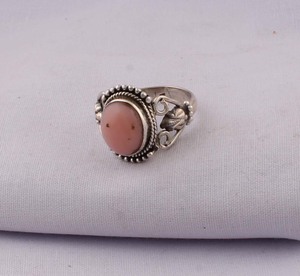 Shree Jaipur <b>Silver</b> Women's Classic 925 Solid <b>Silver</b> Amethyst Bezel Setting Oval Gemstone Rope Beaded Edge Leaf Side Scroll <b>Ring</b> - Product Image 3