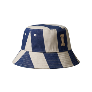 Chapeau Bob en Jean Rayé Bleu Marine et Beige de Haute Qualité avec Patch Lettre Personnalisé – Chapeau de Soleil Tendance Vintage en Toile pour Adultes (Femmes et Hommes) - Product Image 4
