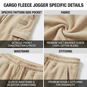 Custom Logo Streetwear Cargo Pants Men Baggy Fleece Sweatpants Heavy Fabric Multi Pocket Joggers Casual Warm Trackpants - Product Image 6