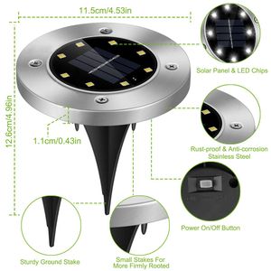 4 Lámparas Solares Empotrables IP65 Impermeables para Exteriores, Decorativas para Caminos, Terrazas, Jardines y Patios - Product Image 5