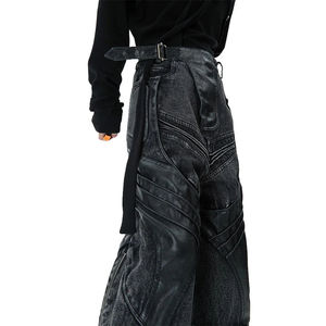 กางเกงยีนส์ทรงหลวมสำหรับผู้ชาย เอวสูง ขากว้าง สไตล์สตรีทแวร์ ทรงหลวมแบบเรโทร กางเกงขายาวแบบมีกระเป๋าหลายช่อง สามารถปรับแต่งได้ - Product Image 6