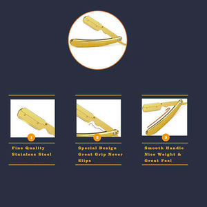 Navaja de Afeitar Profesional Kaamir Instruments, Plegable, Dorada, con Acabado Espejo de Lujo, Calidad de Salón, Manual, Súper - Product Image 5