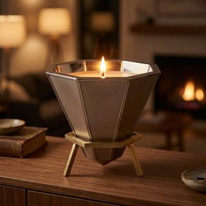 Portavelas de Latón Hecho a Mano de 13 cm con Ocho Facetas Planas, Recipiente con Facetas Ratna para Decoración del Hogar, Hoteles y Bodas - Product Image 2