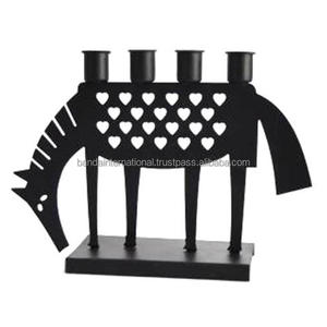 Portavelas cónico de hierro con revestimiento de polvo negro terminado para iluminar la decoración del hogar y otros tarros de portavelas - Product Image 6