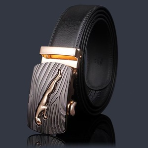 Cinturón de Cuero Automático con Hebilla Rectangular Negra Sólida, Formal para Hombre, de Cuero Vacuno Genuino, Duradero, Moldeado en una Sola Pieza - Product Image 1