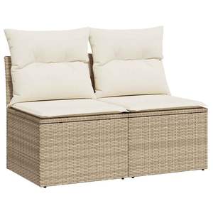Conjunto de Sofá de Jardín Compacto de Ratán Sintético Beige, Muebles de Patio Resistentes a los Rayos UV - Product Image 2