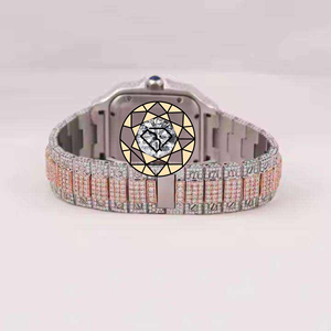 Reloj de Cuarzo Personalizado con Caja Cuadrada de Acero Inoxidable y Moissanita, 46 mm, Números Romanos, Correa de Goma, Unisex, Lujoso, Estilo Hip-Hop, para Uso Diario - Product Image 4