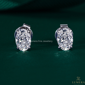 Oval Shaped Lab Grown Diamond Solitaire Stud <b>Earrings</b> 4 Prong Set Screw Back <b>Earrings</b> Gold Jewelry <b>Earrings</b> For Birthday Gift - Product Image 1