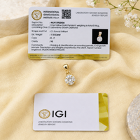 Pendentif élégant en diamant de laboratoire rond de 1,1 ct, or jaune massif 14 carats, minimaliste à quatre griffes, bijou pour femme à porter au quotidien, pour collier