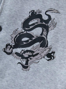 Custom Grey Black College <b>Baseball</b> <b>Jacket</b> <b>for</b> <b>Men</b> Streetwear Varsity Outerwear Bold Sleeve Graphic Design Snap Button Closure - Product Image 6