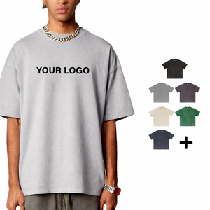 T-shirts en tricot anthracite pour hommes, style hip-hop, délavés à l'acide, grandes tailles, unisexe, impression personnalisée, coton vintage, coupe oversize, écologiques, OEM ODM - Product Image 2