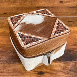 Joyero de cuero con herramientas manuales populares, organizador de almacenamiento, cuero de vaca, tamaño grande, joyero de viaje para mujer, para anillos, pendientes, collar - Product Image 4