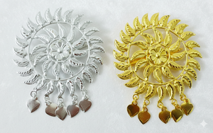 Peigne à cheveux vintage plaqué or, fait main, écologique, étanche, élégant, en alliage, avec mini pierres rouges et motif floral, pour mariée - Product Image 3