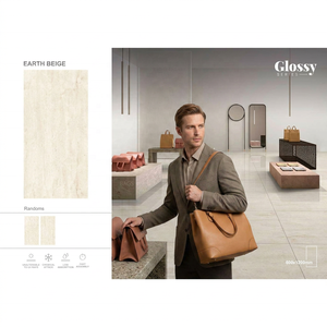 Carreaux de porcelaine émaillée polie 1200 x 600 mm, effet marbre crème avec veinage blanc pour sol - Product Image 6