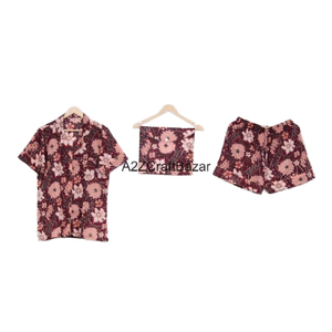 Conjunto de pijama de algodón con estampado Floral elegante para mujer, Pijama corto de Yoga matutino para verano e invierno, vestido de noche con bloque de mano, ropa de dormir suave - Product Image 1