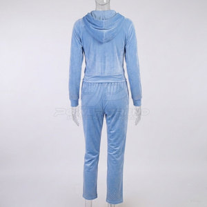 Conjunto de Sudadera Corta de Manga Larga y Pantalones Largos de Terciopelo con Pedrería para Mujer, Ideal para Uso Diario - Product Image 2