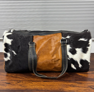 Bolsa de Viaje de Diseño en Cuero Genuino con Pelo, Cierre de Cremallera, Ligera y de Gran Capacidad LHODB-0007 - Product Image 6