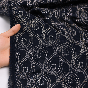 Velvet Embroidered Fabric For Abaya Kaftan Modest Wear Gulf UAE Designer Garment Textile Export Quality <b>Material</b> For Fashion Hub - Product Image 4