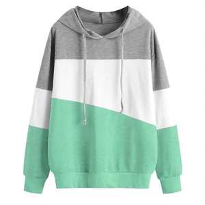 Sweat-shirt à capuche color block décontracté à manches longues pour femme – Style urbain et sportif - Product Image 1
