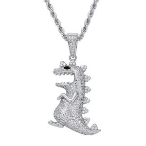 Colgante de Lujo con Diseño de Dinosaurio T-Rex, Micro Pavé de Circonita Cúbica, Joyería Hip Hop Brillante para Hombres y Mujeres - Product Image 4