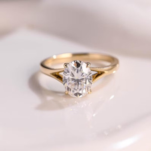 Anillo solitario de diamante de 2.00 quilates, corte ovalado, color F, claridad VS1, oro amarillo de 14k, anillo de compromiso para mujer, certificado IGI - Product Image 1