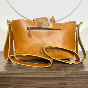 Nouveau sac de rangement pour poussette en cuir de vache véritable, sac à langer pour bébé en cuir de vache avec porte-bouteille, poche avant et compartiment zippé - Product Image 5