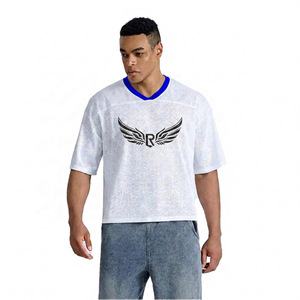T-shirt pour homme à col en V blanc à manches courtes 100% polyester tricoté respirant décontracté couleur unie coupe classique - Product Image 6