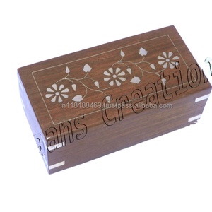 Boîte à cartes en bois de couleur marron, carrée, de haute qualité - Product Image 5
