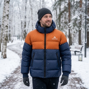 Chaqueta Acolchada Azul Marino y Naranja para Hombre, Abrigo de Invierno Cálido y Ligero, Impermeable, Marca One Apex - Product Image 6