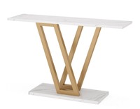 Console moderne en bois avec base en métal de style industriel pour entrée et salon